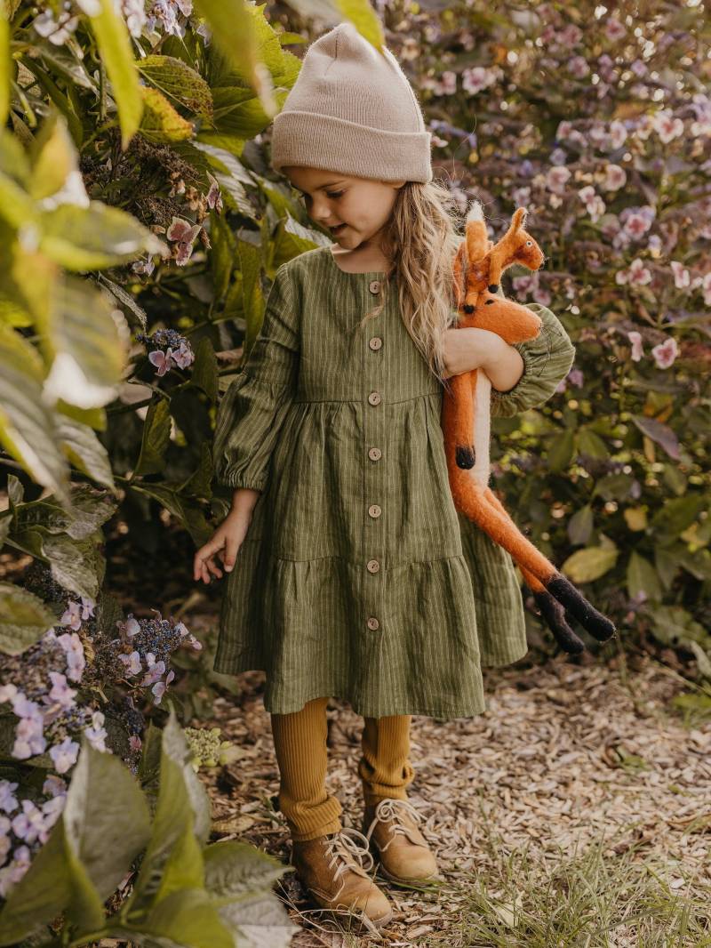 Mädchen Leinen Kleid Mit Laternenärmeln von DannieandLilou