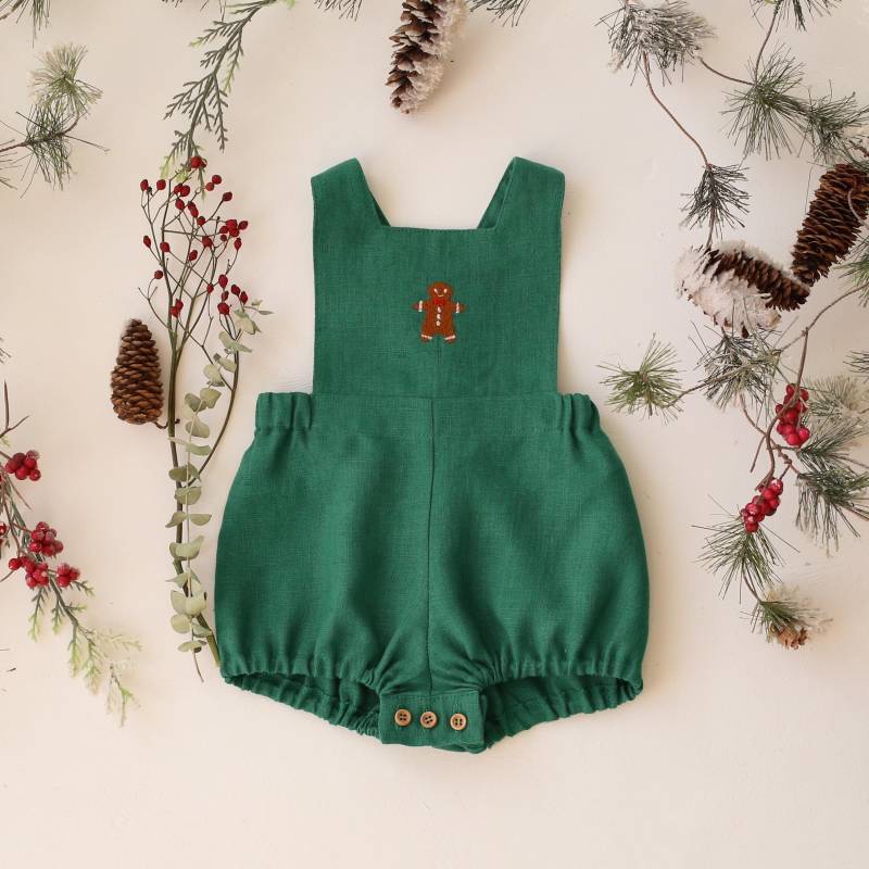 "Weihnachts-Babystrampler "Lebkuchen" in Smaragdgrün Mit "Lebkuchen Cookie" Stickerei." von DannieandLilou