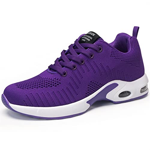 DANNTO Damen Laufschuhe Air Atmungsaktiv Turnschuhe Schnürer Leichte Stoßfest Mode Sportschuhe Outdoor Athletisch Sneaker für Gym Walking Jogging Laufen Basketball Frühling Sommer(Lila,37) von DANNTO