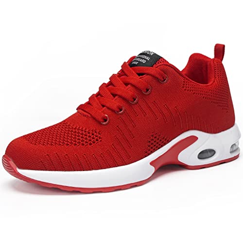 DANNTO Damen Laufschuhe Air Atmungsaktiv Turnschuhe Schnürer Leichte Stoßfest Mode Sportschuhe Outdoor Athletisch Sneaker für Gym Walking Jogging Laufen Basketball Frühling Sommer(Rot,36) von DANNTO