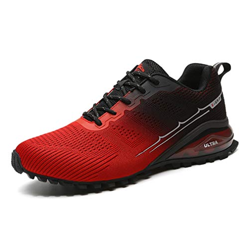 DANNTO Sportschuhe Herren Laufschuhe Turnschuhe Straßenlaufschuhe Atmungsaktiv Gym Sneakers(rot,42) von DANNTO