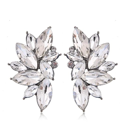 Danshinbow 1-Paar Perlen Ohrringe Strass Anhänger Stern Ohrstecker Halbmond Schmuck für Frauen und Mädchen (Silber-diamant) von Danshinbow