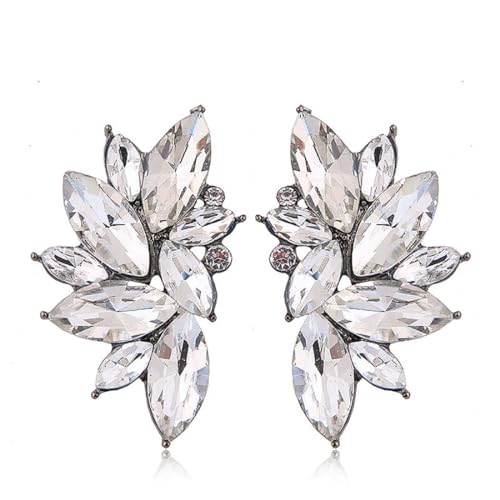 Danshinbow 1-Paar Perlen Ohrringe Strass Anhänger Stern Ohrstecker Halbmond Schmuck für Frauen und Mädchen (Silber-diamant) von Danshinbow