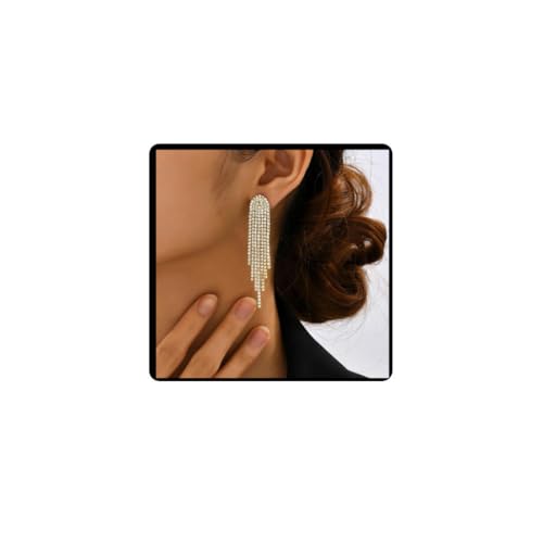 Danshinbow 1 Paar Strass Quasten Ohrringe Bogen Anhänger Ohrstecker Schmuck für Frauen und Mädchen (Gold1) von Danshinbow