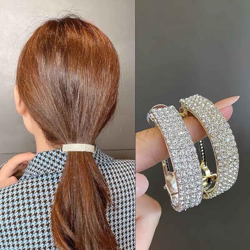 Danshinbow 2 x Haarspange mit Strasssteinen für Pferdeschwanz, halbrund, für Damen von Danshinbow
