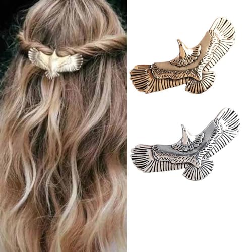 Danshinbow 2Pcs Vintage Adler Haarnadel Metall Haarspangen Gold und Silber Dicke Haar Zubehör für Frauen Mädchen von Danshinbow