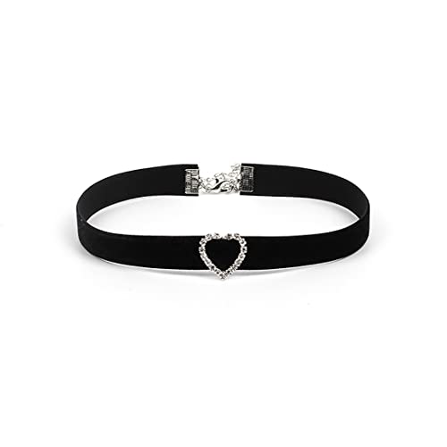 Danshinbow Choker Halskette Silber Verstellbare schwarze Samt Kragen Halsketten für Frauen und Mädchen (Silber-Liebe) von Danshinbow