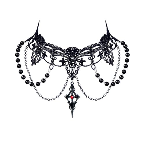 Danshinbow Halloween Spitze Kreuz Anhänger Halskette Ohrringe Set Schwarz Kragen Halsketten Choker Halskette Kette für Frauen, Einheitsgröße, Metall, Kein edelstein Danshinbow Halloween Spitze Kreuz Anhänger Halskette Ohrringe Set Schwarz Kragen Halsketten Choker Halskette Kette für Frauen, Einheitsgröße, Metall, Kein edelstein von Danshinbow