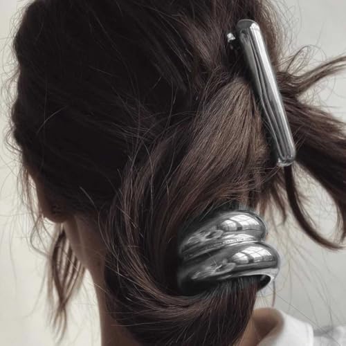 Danshinbow Metal Hair Ponytail Holders Metal Geometric Elastic Shaped Hair Krawatten Haar Cuff Wrap Seil für Frauen (B-Silber) von Danshinbow