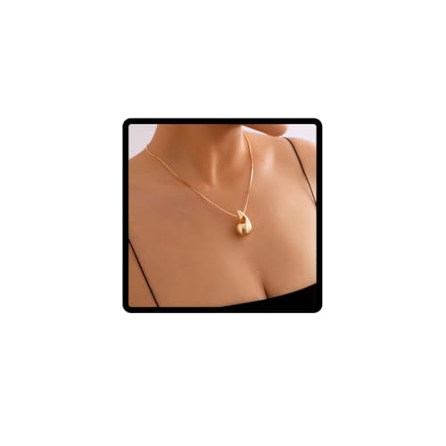 Danshinbow Minimalistische Wassertropfen Anhänger Halskette Ohrringe Clavicular Chain Einstellbarer Schmuck für Frauen und Mädchen (Gold Halskette) von Danshinbow