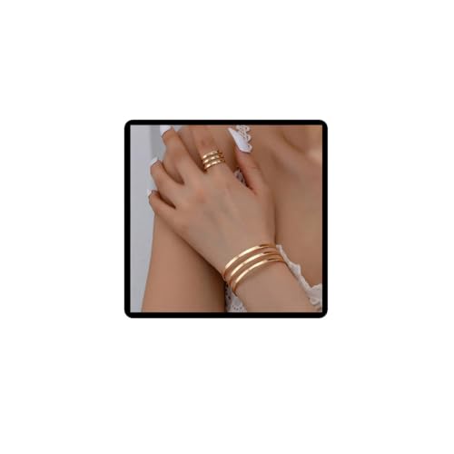 Danshinbow Multi Layered Legierung Armband und Ring Set verstellbare Öffnung Armband Schmuck für Frauen ﻿ (Gold) von Danshinbow