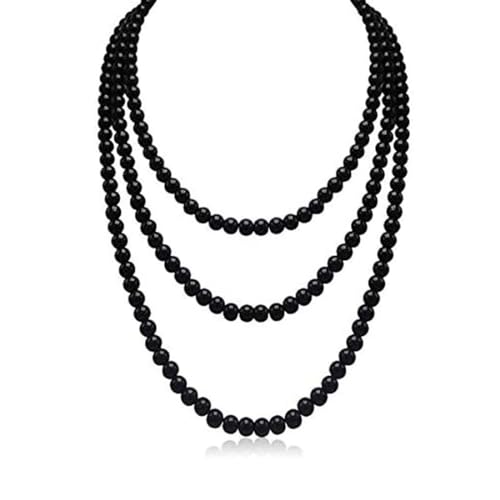Danshinbow Multi Layered Perlenkette Beaded Clavicle Choker Einstellbarer Schmuck für Frauen und Mädchen (schwarz) von Danshinbow