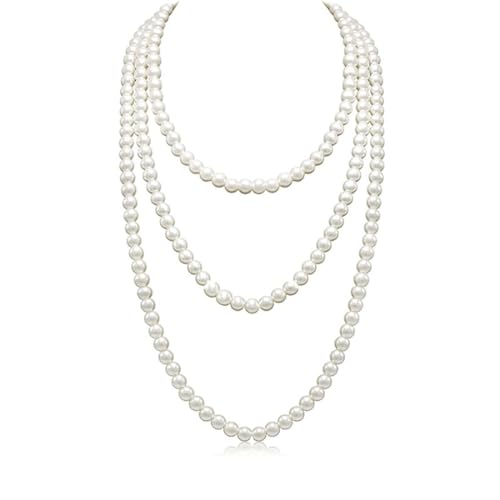 Danshinbow Multi Layered Perlenkette Beaded Clavicle Choker Einstellbarer Schmuck für Frauen und Mädchen (weiß) von Danshinbow