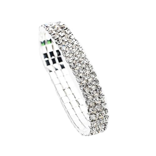 Danshinbow Multi Layered Strass Armband Verstellbare Elastische Armband Armreif Schmuck für Frauen und Mädchen (3-Schicht) von Danshinbow