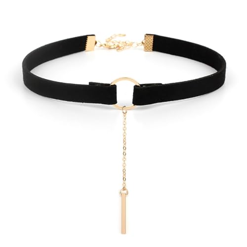 Danshinbow Schwarz Herz Choker Halskette Gothic Halloween Party Hollow Out Halsketten Quasten Bead Clavicle Halsketten für Frauen und Mädchen (Gold2) von Danshinbow