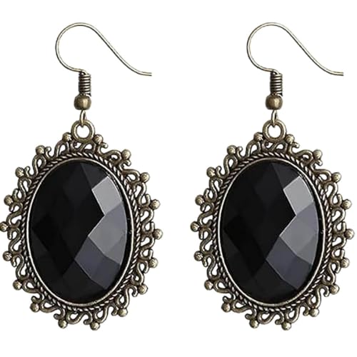 Danshinbow Schwarz Wassertropfen Perle Spitze Halskette Armband Ohrringe Gothic Halloween Party Hollow Out Armbänder für Frauen und Mädchen (Ohrring) von Danshinbow