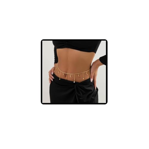 Danshinbow Vintage Quaste Stern Halbmond Taille Kette Gold Mond Bauch Körper Ketten Strand Taille Schmuck für Frauen von Danshinbow