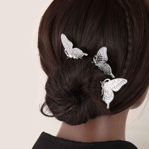 Danshinbow Vintage Schmetterling Metall Haarspange Kämme Headpiece Haarzubehör für Frauen und Mädchen (Silber) von Danshinbow