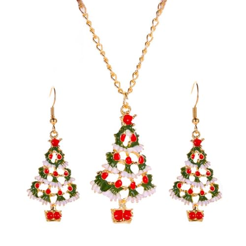 Danshinbow Weihnachtsbaum-Design Halskette und Ohrringe Set Weihnachten Schmuck für Frauen und Mädchen, Metall von Danshinbow