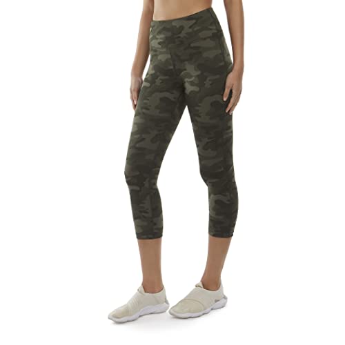 Danskin Damen Capri Muster Leggings, Olivfarbenes Camouflage-Druck, M von Danskin