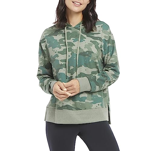 Danskin Damen Side Slit Pullover Hoodie Kapuzenpullover, Agave Green Camo, Small von Danskin