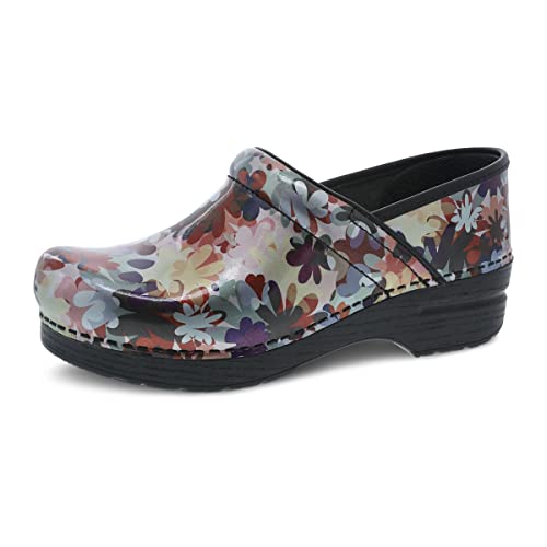 DANSKO Professionelles Regenbogen-gestreiftes Lack, Boho Flower, 36.5/37 EU von Dansko