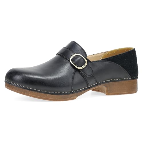 Dansko Damen Loafer Clog Margaret Closed-Back Slip-On mit klassischer Hardware, flaches Design und ganztägigen Komfort, Schwarz, 7.5-8 von Dansko