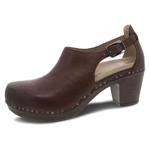 Dansko Damen Sassy Heel – Komfortschuhe, Fußgewölbeunterstützung, Braun gefräst, 38.5/39 EU von Dansko