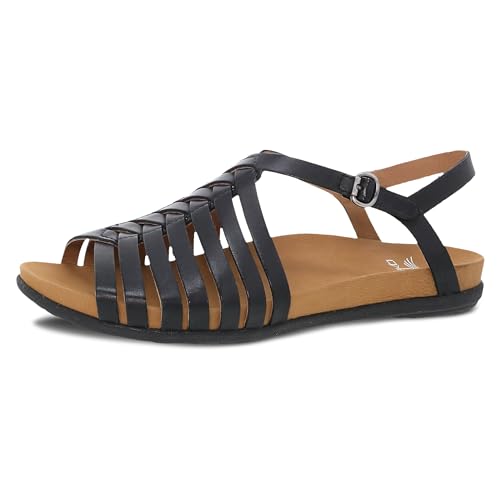 Dansko Jennifer verstellbare Sandale im Fischer-Stil für Damen – Lederfutter und Obermaterial für ganztägigen Komfort – Dual-Density-EVA-Fußbett und leichte Gummi-Außensohle, Schwarz, 41/42 EU von Dansko