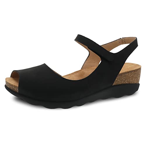 Dansko Women's Marcy Black Milled Cork Wedge Sandals 6.5-7 M US von Dansko