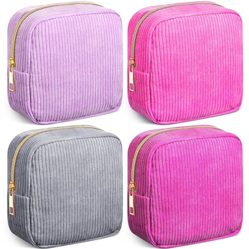 Dansydaisy 4 Stück Damenbinden Aufbewahrungstasche Cord Periode Tasche für Schule Teen Mini Make-up adrette Kosmetiktasche Set für Frauen Tragbare erste Periode Niedliche Pad-Tasche mit Reißverschluss von Dansydaisy
