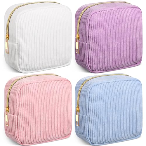 Dansydaisy Mini-Make-up-Tasche aus Cord für Teenager, adrette Kosmetiktaschen-Set für Damen, kleine Reise-Make-up-Pinsel-Aufbewahrungstasche, Münzgeldbörse, tragbare Kulturbeutel, niedliche Pad-Tasche von Dansydaisy