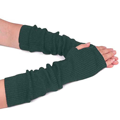 Dantazz Damen Handschuhe Fingerlose Gestrickte Armstulpen Winter Handwärmer Pluswärmer Strick Thermal Armwärmer Langarm Dehnbar Winterhandschuhe Warme Halb Fingerlose Fäustlinge (Grün, onesize) von Dantazz