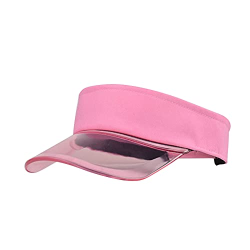 Dantazz Sonnenvisier für Damen Herren Transparente Sonnenblende Mützen Candy Farbe Sonnenschutz Open Top Atmungsaktiv Sommerhut Unisex Sonnenkappe für Golf Radfahren Tennis (Pink, OneSize) von Dantazz