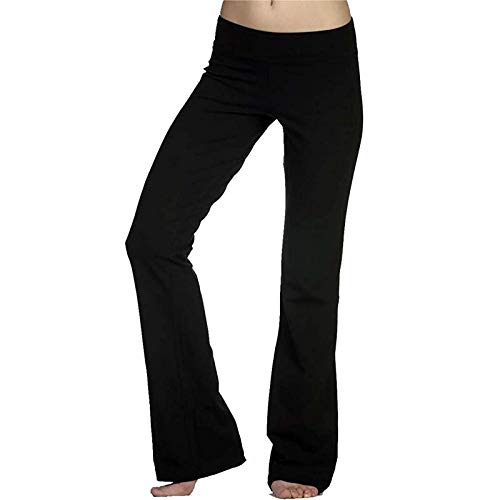 Schlaghose Damen Stretch Stoff Yogahose Low Waist Flared Leggings Blickdicht Bootleg Sporthose Laufhose Elastische Bootcut Jogginghose Fitnesshose Lang Jazzpants Relaxhose (Schwarz, XL) von Dantazz