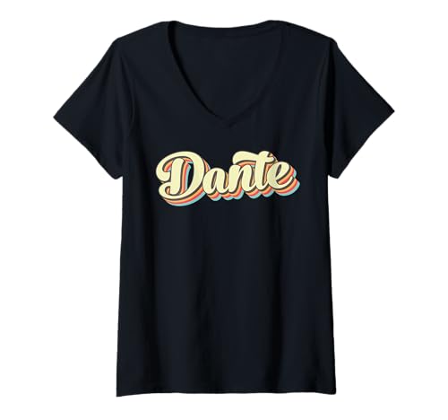 Damen Dante T-Shirt Retro Art Baseball Schriftart Vintage T-Shirt mit V-Ausschnitt Damen Dante T-Shirt Retro Art Baseball Schriftart Vintage T-Shirt mit V-Ausschnitt von Dante Retro Vintage Style T-ShirtsDante Retro Vint