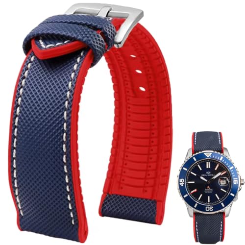 Danxancy FKM Gummi-Nylon-Uhrenarmband, 20 mm, 21 mm, 22 mm, 23 mm, 24 mm, Fluorkautschuk, wasserdicht, weich, atmungsaktiv, langlebig, FKM-Gummi-Uhrenarmband, universelles Ersatzband für Männer und Danxancy FKM Gummi-Nylon-Uhrenarmband, 20 mm, 21 mm, 22 mm, 23 mm, 24 mm, Fluorkautschuk, wasserdicht, weich, atmungsaktiv, langlebig, FKM-Gummi-Uhrenarmband, universelles Ersatzband für Männer und von Danxancy