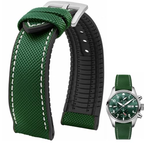 Danxancy FKM Kautschuk Nylon Uhrenarmband 20mm 21mm 22mm 23mm 24mm Fluorkautschuk Wasserdicht Weich Atmungsaktiv Langlebig FKM Kautschuk Uhrenarmband Universal Ersatzband Armband für Männer Frauen von Danxancy