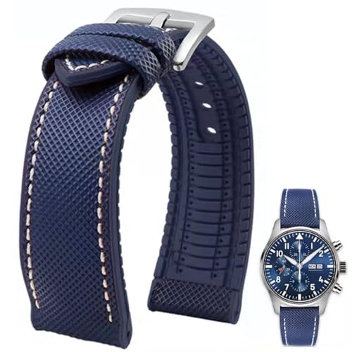 Danxancy FKM Kautschuk Nylon Uhrenarmband 20mm 21mm 22mm 23mm 24mm Fluorkautschuk Wasserdicht Weich Atmungsaktiv Langlebig FKM Kautschuk Uhrenarmband Universal Ersatzband Armband für Männer Frauen von Danxancy