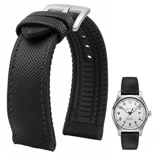 Danxancy FKM Kautschuk Nylon Uhrenarmband 20mm 21mm 22mm 23mm 24mm Fluorkautschuk Wasserdicht Weich Atmungsaktiv Langlebig FKM Kautschuk Uhrenarmband Universal Ersatzband Armband für Männer Frauen von Danxancy