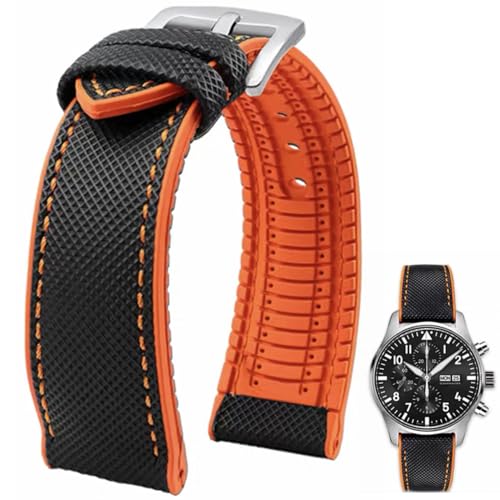 Danxancy FKM Kautschuk Nylon Uhrenarmband 20mm 21mm 22mm 23mm 24mm Fluorkautschuk Wasserdicht Weich Atmungsaktiv Langlebig FKM Kautschuk Uhrenarmband Universal Ersatzband Armband für Männer Frauen von Danxancy