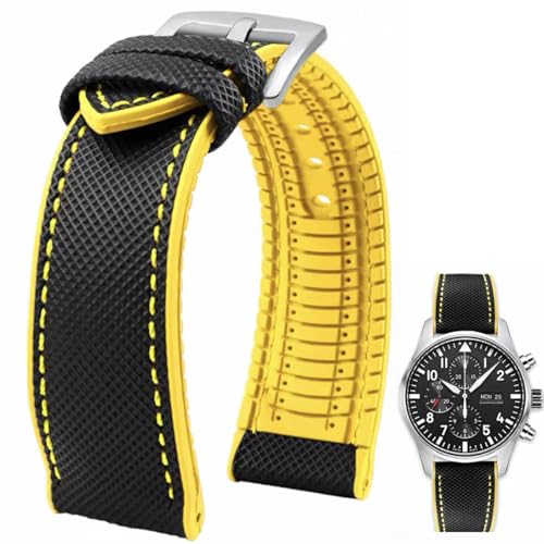 Danxancy FKM Kautschuk Nylon Uhrenarmband 20mm 21mm 22mm 23mm 24mm Fluorkautschuk Wasserdicht Weich Atmungsaktiv Langlebig FKM Kautschuk Uhrenarmband Universal Ersatzband Armband für Männer Frauen von Danxancy