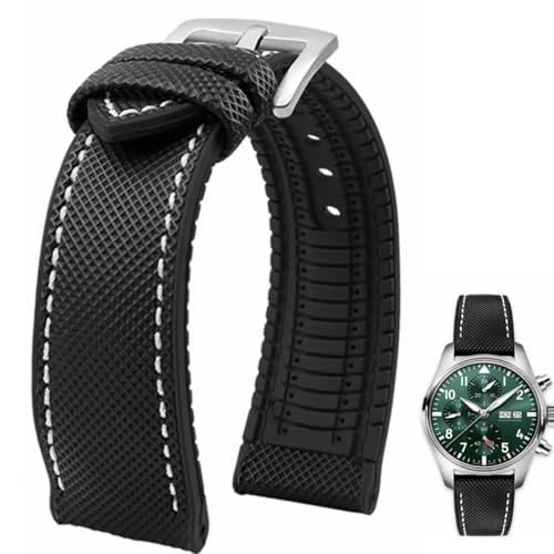 Danxancy FKM Kautschuk Nylon Uhrenarmband 20mm 21mm 22mm 23mm 24mm Fluorkautschuk Wasserdicht Weich Atmungsaktiv Langlebig FKM Kautschuk Uhrenarmband Universal Ersatzband Armband für Männer Frauen von Danxancy