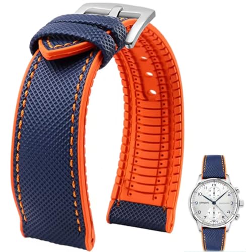 Danxancy FKM Kautschuk Nylon Uhrenarmband 20mm 21mm 22mm 23mm 24mm Fluorkautschuk Wasserdicht Weich Atmungsaktiv Langlebig FKM Kautschuk Uhrenarmband Universal Ersatzband Armband für Männer Frauen von Danxancy