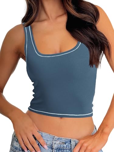 Danysu Damen Tank Top Crop Top Sommer-Tanktop Frauen Basic Going Out Top Cute Y2K Clothes, Set Sail, Large von Danysu