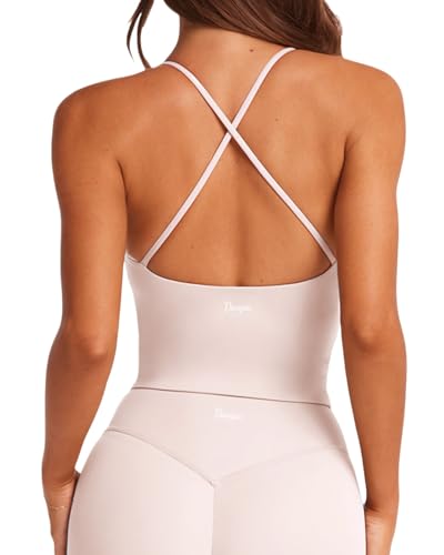 Danysu Sport BH Damen Ohne Bügel Top Crossback Abnehmbaren Gepolstert Nahtlose Sport Oberteile Bra Fitness Yoga U-Boot-Ausschnitt Rosa M von Danysu