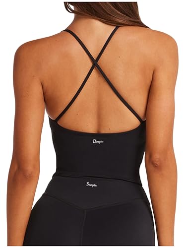 Danysu Sport BH Damen Ohne Bügel Top Crossback Abnehmbaren Gepolstert Nahtlose Sport Oberteile Bra Fitness Yoga U-Boot-Ausschnitt Schwarz XL von Danysu