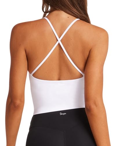Danysu Sport BH Damen Ohne Bügel Top Crossback Abnehmbaren Gepolstert Nahtlose Sport Oberteile Bra Fitness Yoga U-Boot-Ausschnitt Weiß M von Danysu