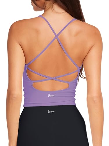 Danysu Sport BH Damen Ohne Bügel Top Crossback Abnehmbaren Gepolstert Nahtlose Sport Oberteile Bra Fitness Yoga V Ausschnitt Irislila XS von Danysu