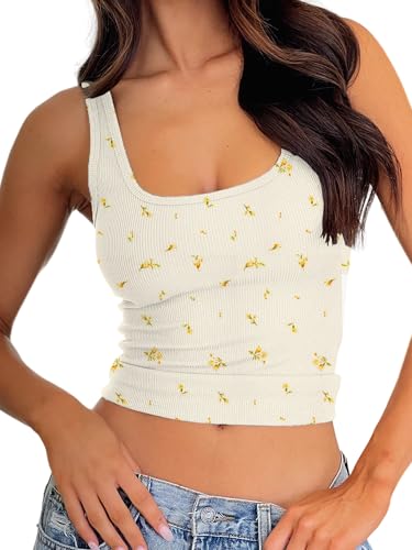 Danysu Tank Top Damen Crop Tops füR Damen Sexy Oberteil Sommer-Tanktops Basic Y2K Going Out Top Ringelblume XL von Danysu